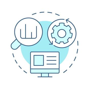 en la página seo suave azul concepto icono. web buscar, Internet. márketing estrategia. redondo forma línea ilustración. resumen idea. gráfico diseño. fácil a utilizar en presentación, infografía vector