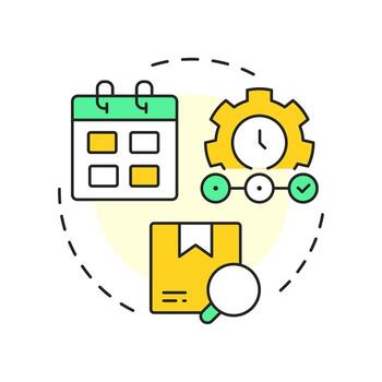 Periodic inventory system multi color concept icon. Manual updates of resources. Supplies management strategy. Round shape line illustration. Abstract idea. Graphic design. Easy to use in article vector