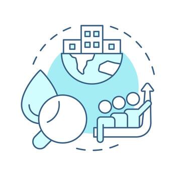 Population growth soft blue concept icon. Increasing demand for freshwater problem. Cause of water scarcity. Round shape line illustration. Abstract idea. Graphic design. Easy to use in booklet vector