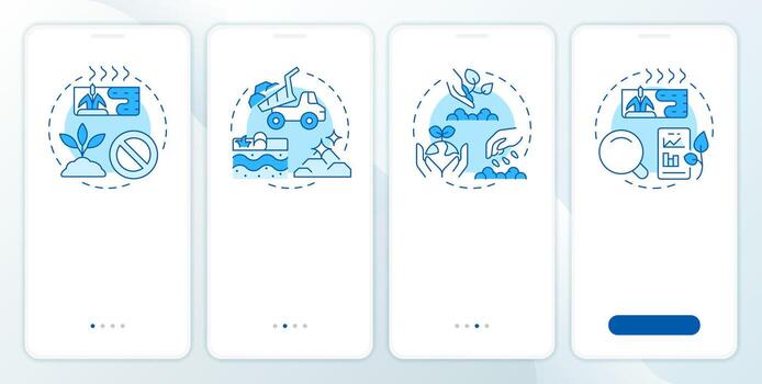 etapas de humedal restauracion azul inducción móvil aplicación pantalla. agua. recorrido 4 4 pasos editable gráfico instrucciones con lineal conceptos. ui, ux, gui vector