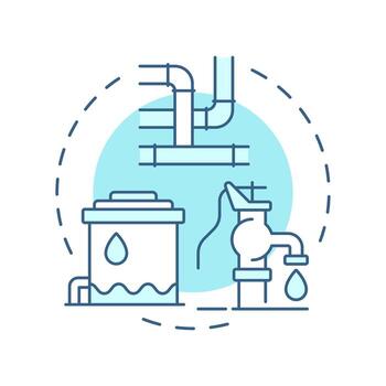 Economic water scarcity soft blue concept icon. Lack of infrastructure, investment and management. Crisis type. Round shape line illustration. Abstract idea. Graphic design. Easy to use in booklet vector