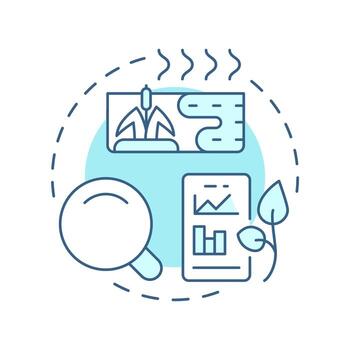Wetland monitoring soft blue concept icon. Observation and data collection. Phase of swamps restoration. Round shape line illustration. Abstract idea. Graphic design. Easy to use in booklet vector