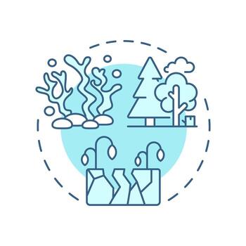 Ecosystem degradation soft blue concept icon. Problem of dangerous nature damage. Impact of water crisis. Round shape line illustration. Abstract idea. Graphic design. Easy to use in booklet vector