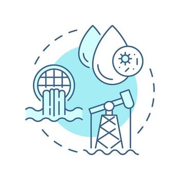 Water pollution soft blue concept icon. Contamination of waterbodies with toxins. Cause of freshwater scarcity. Round shape line illustration. Abstract idea. Graphic design. Easy to use in booklet vector