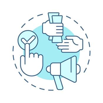 PPC soft blue concept icon. Paid click. Marketing campaign. Advertising, promoting. Round shape line illustration. Abstract idea. Graphic design. Easy to use in presentation, infographic vector