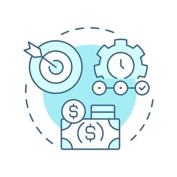 Campaign setup soft blue concept icon. Financial management. Budget control, money. Round shape line illustration. Abstract idea. Graphic design. Easy to use in presentation, infographic vector