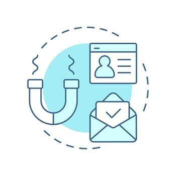 Generate more leads soft blue concept icon. Marketing campaign. Customer, user. Round shape line illustration. Abstract idea. Graphic design. Easy to use in presentation, infographic vector