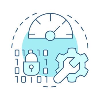 Technical seo soft blue concept icon. Software engineering, programming. Efficiency meter. Round shape line illustration. Abstract idea. Graphic design. Easy to use in presentation, infographic vector
