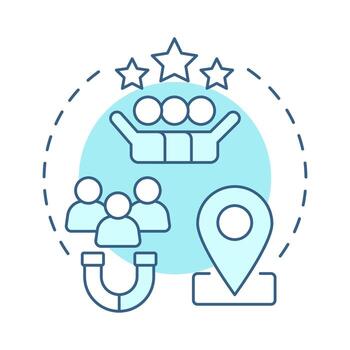 Local seo soft blue concept icon. Lead generation. Customer experience, rating. Round shape line illustration. Abstract idea. Graphic design. Easy to use in presentation, infographic vector