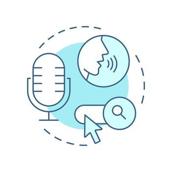 Voice search soft blue concept icon. Artificial intelligence, chatbot assistance. Round shape line illustration. Abstract idea. Graphic design. Easy to use in presentation, infographic vector