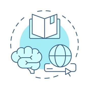 Informational soft blue concept icon. Search engine. Product information, knowledge. Round shape line illustration. Abstract idea. Graphic design. Easy to use in presentation, infographic vector