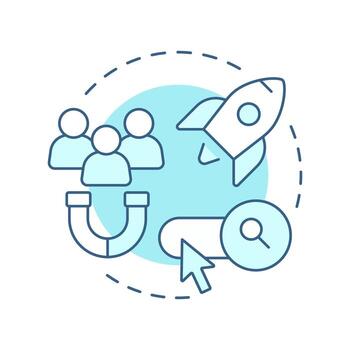 Attract more traffic soft blue concept icon. Lead generation, target audience. Round shape line illustration. Abstract idea. Graphic design. Easy to use in presentation, infographic vector