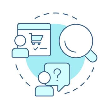 Commercial soft blue concept icon. Online business, ecommerce. Customer service. Round shape line illustration. Abstract idea. Graphic design. Easy to use in presentation, infographic vector