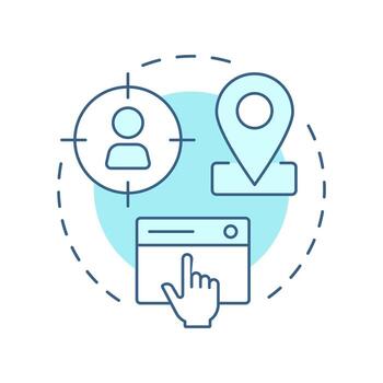 Targeted traffic soft blue concept icon. Marketing strategy, audience. Customer demography. Round shape line illustration. Abstract idea. Graphic design. Easy to use in presentation, infographic vector