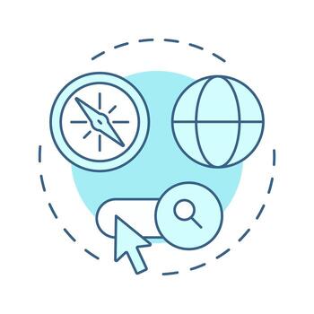 relativo a la navegación suave azul concepto icono. usuario buscar, servicio. seo mejoramiento, Internet. redondo forma línea ilustración. resumen idea. gráfico diseño. fácil a utilizar en presentación, infografía vector