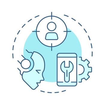 Personalization soft blue concept icon. Artificial intelligence. Target audience, marketing. Round shape line illustration. Abstract idea. Graphic design. Easy to use in presentation, infographic vector