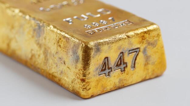 Gold Bar With Engraved Serial Number And Purity Details. Symbol Of Wealth And Investment Security photo
