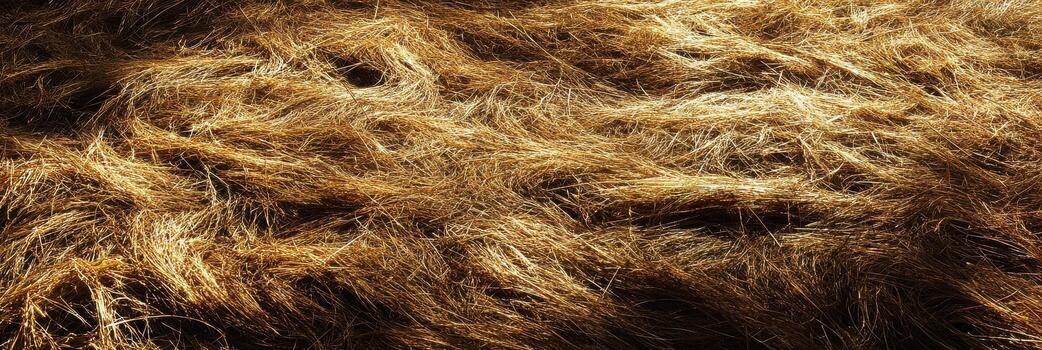 Golden sunlit straw texture creating a natural abstract background concept photo