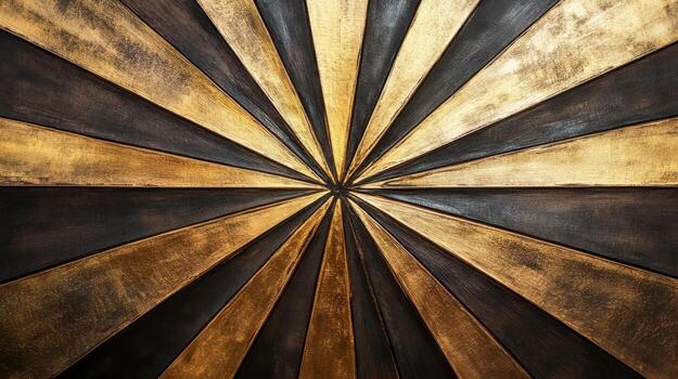 Abstract metallic sunburst design with gold and dark brown textured pattern photo