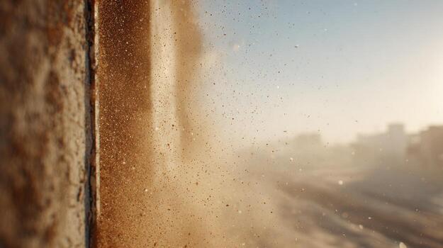 Sandstorm In Desert Landscape With Blurred Background. Nature'S Power And Beauty Captured In Motion photo