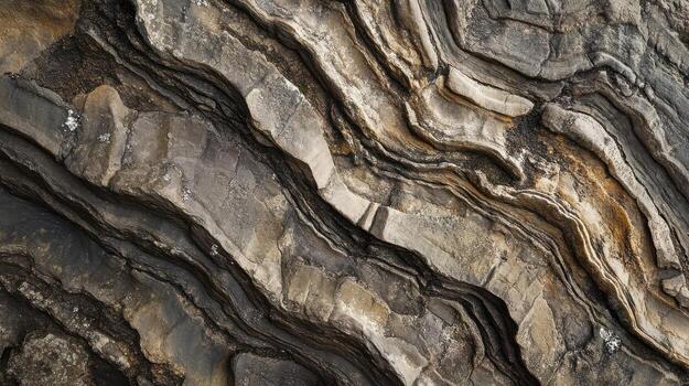 Close-up of natural rock formation highlighting stony layers and textures photo