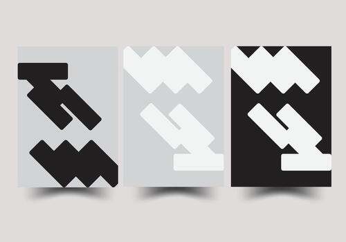Abstract geometric shapes in monochrome palette for modern design projects vector