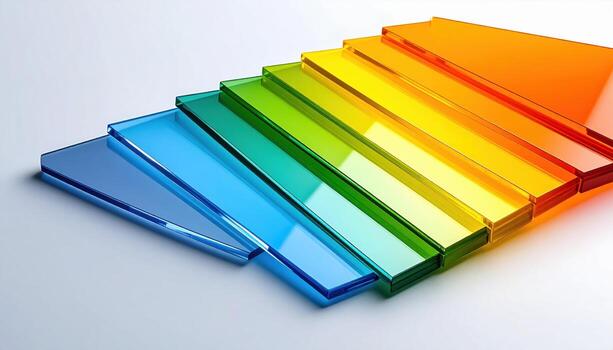 Luminous Cascade of Translucent Panels in a Vibrant Color Spectrum. photo