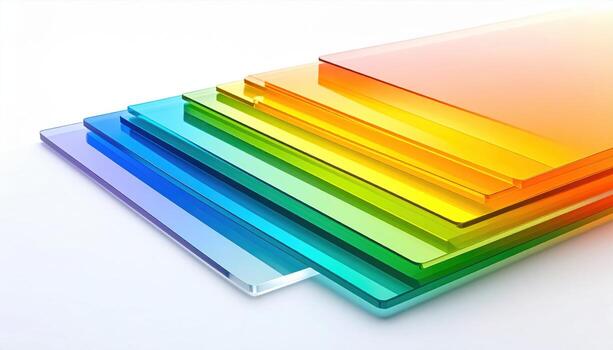 Luminous Rainbow Spectrum of Layered Translucent Acrylic Sheets. photo