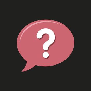 Question Mark Inside Red Speech Bubble Icon, Flat Illustration on Dark Background Representing Help, Support, FAQ, Information Request, and Uncertainty Concept. vector