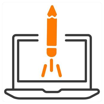 website launch and software icon concept in orange color vector