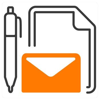 write document and copywirte icon concept in orange color vector