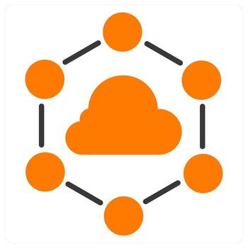 cloud connection icon in orange color vector