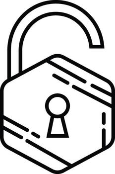 Open padlock icon for security and access vector
