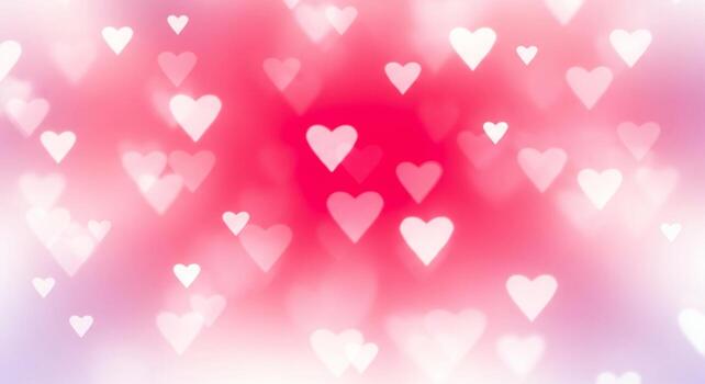Soft focus white hearts scattered across a vibrant pink and purple gradient background photo