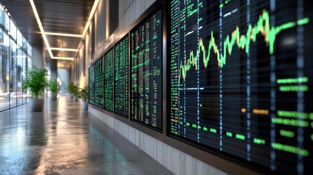 Financial charts display augmented reality modern office data visualization technology photo