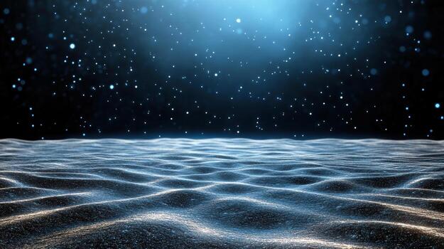 Shimmering water surface with particles floating in air creates serene atmosphere photo