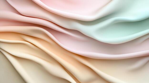 Soft pastel fabric drapes in gentle waves, creating serene and calming atmosphere photo