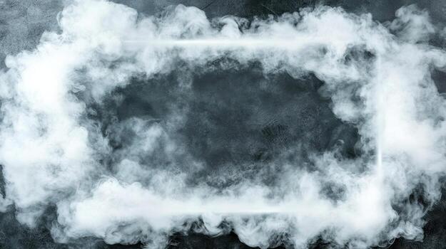 Foggy cloud frame surrounds dark surface, creating mysterious atmosphere photo