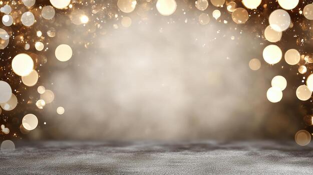 Bokeh lights create magical atmosphere with golden tones and soft textures, perfect photo