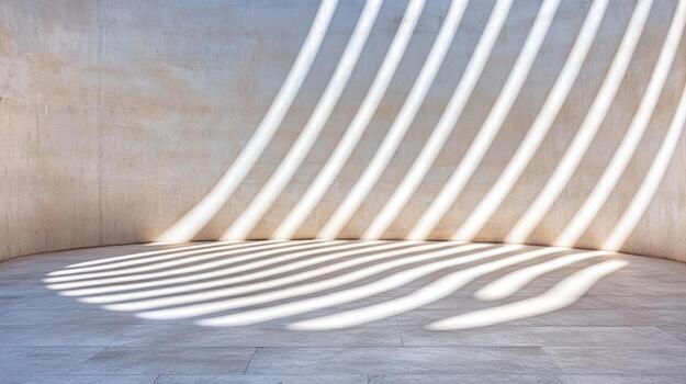 Minimalist shadows create captivating pattern curved concrete wall, enhancing space tranquility photo