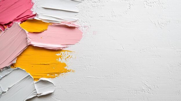 Colorful paint strokes create artistic expression on textured canvas, evoking creativity and joy photo