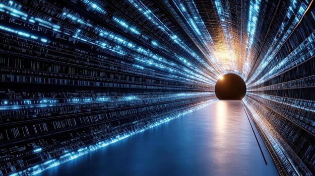 A tunnel with many data lines running through it photo