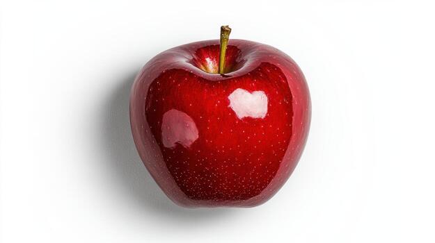 A red apple is shown on a white background photo