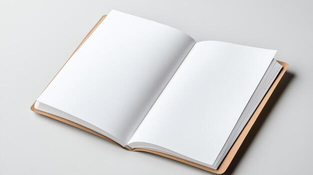Open book with blank pages on white background photo