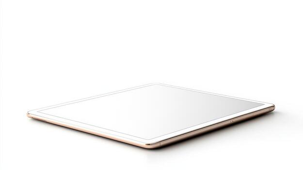A tablet computer with a white screen on a white surface photo