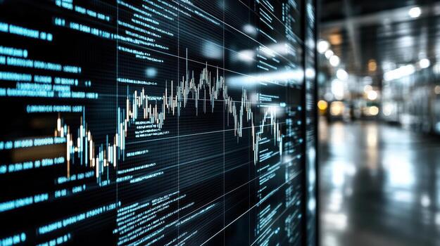 A close up of a computer screen with a stock chart photo