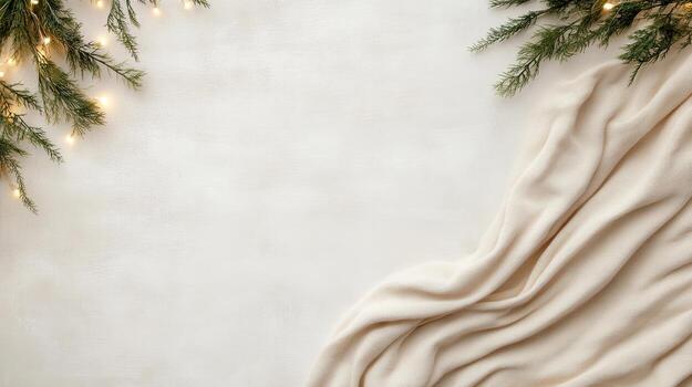 suave cobija cubierto en ligero superficie con verdor y calentar luces, creando acogedor atmósfera foto