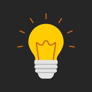 Idea light bulb flat simple icon for innovation and creativity symbol vector