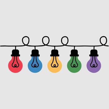 a string of Christmas light bulbs with different colors vector