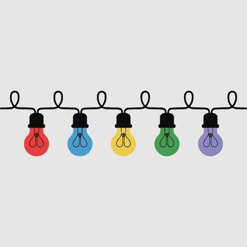 Christmas light bulbs a string of light bulbs with different colors vector